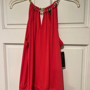 Thalia Sodi Vibrant Red Chain Detail Blouse